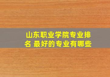 山东职业学院专业排名 最好的专业有哪些